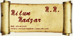 Milun Madžar vizit kartica